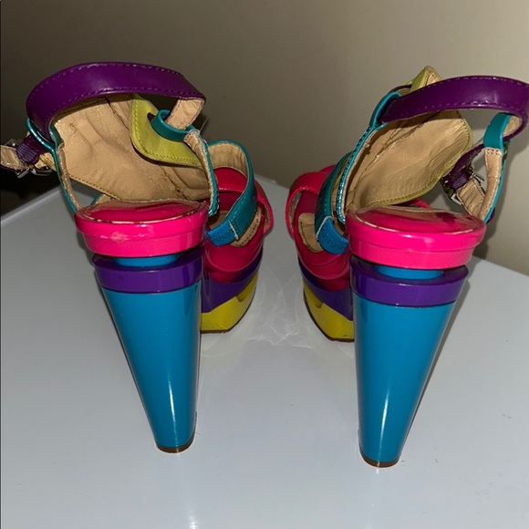 Gianni Bini Pink and Yellow Platform Sandals - Picture 6 of 11